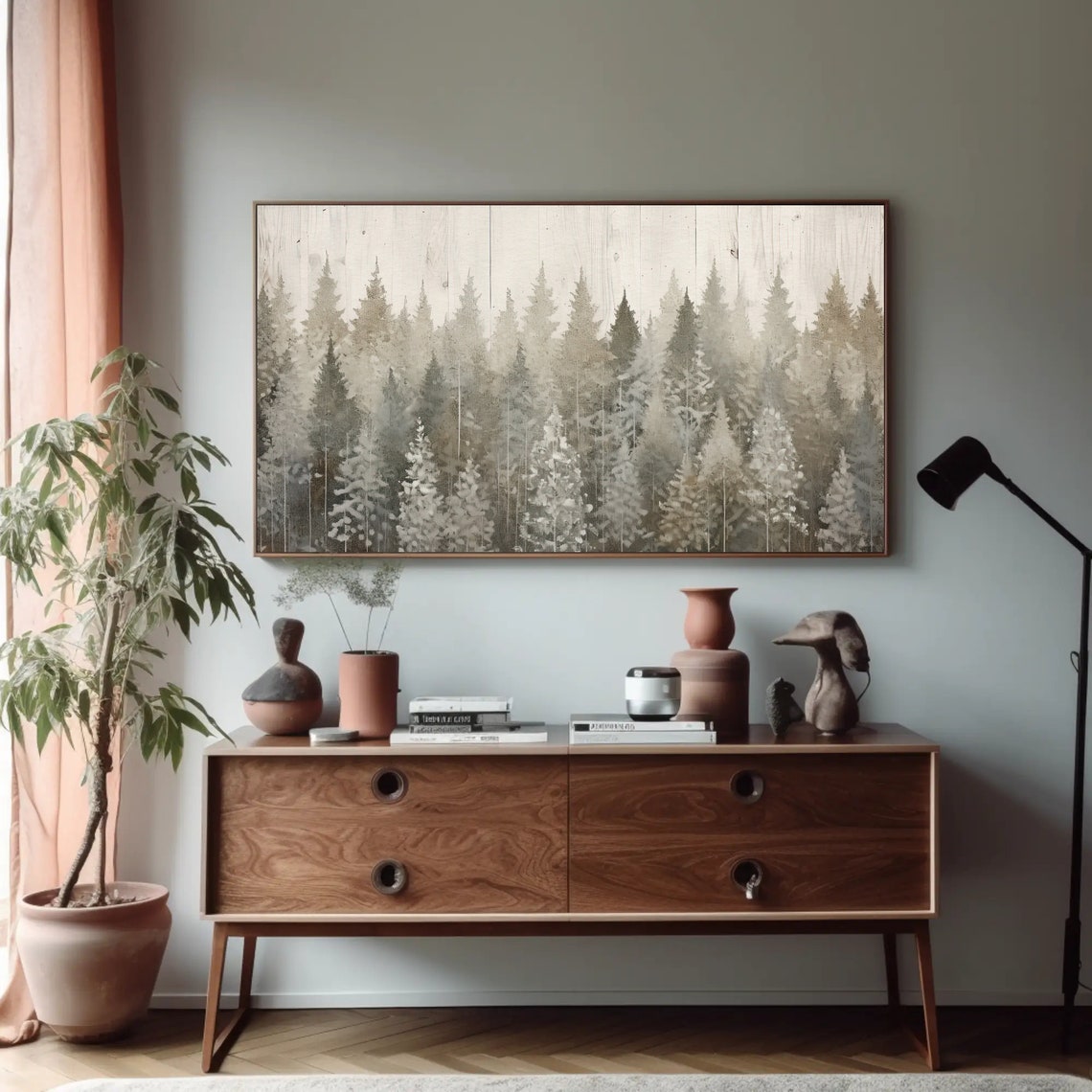 Pine Trees Abstract Wall Art Pine Trees Poster Print Living Room Decor Cabin Wall Decor Winter Wall Art - Image 5