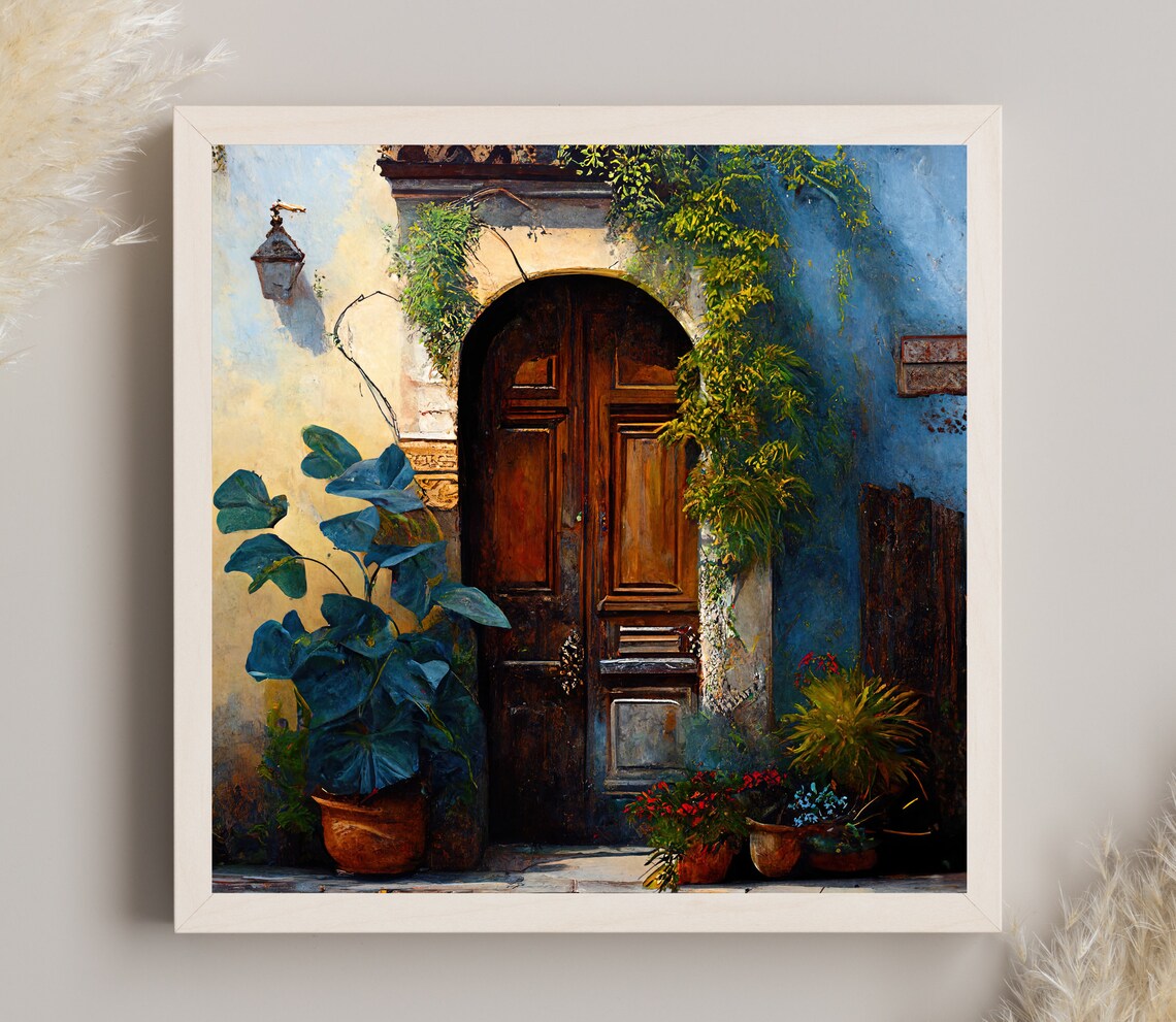 Mexican Door Art, Colorful Living Room Wall Art Print