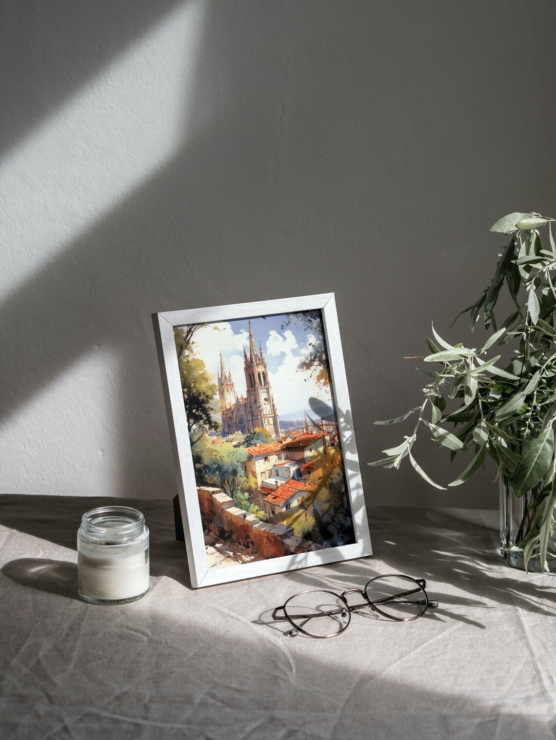 San Miguel de Allende Cathedral Watercolor Old Town Cityscape Poster - Image 5
