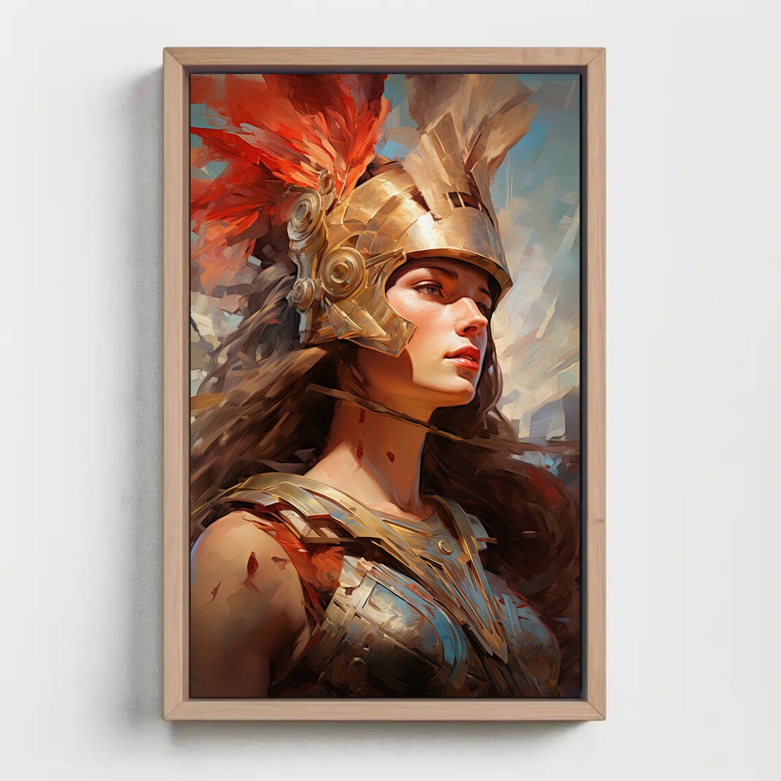 Athena Greek Goddess Of War Feathered Helmet Painting Poster - Image 4
