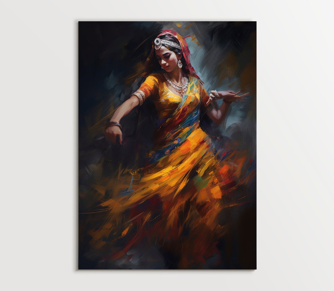 Art Print Of Traditional Folk Dance Indian Wall Art Beautiful Indian Woman Folk Dance Painting Indian Woman Folk Dance Large Print - Image 5