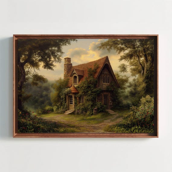 Victorian Era Vintage House In A Forest Print Victorian Art Rustic Wall Decor Cottage Wall Art Ready To Hang