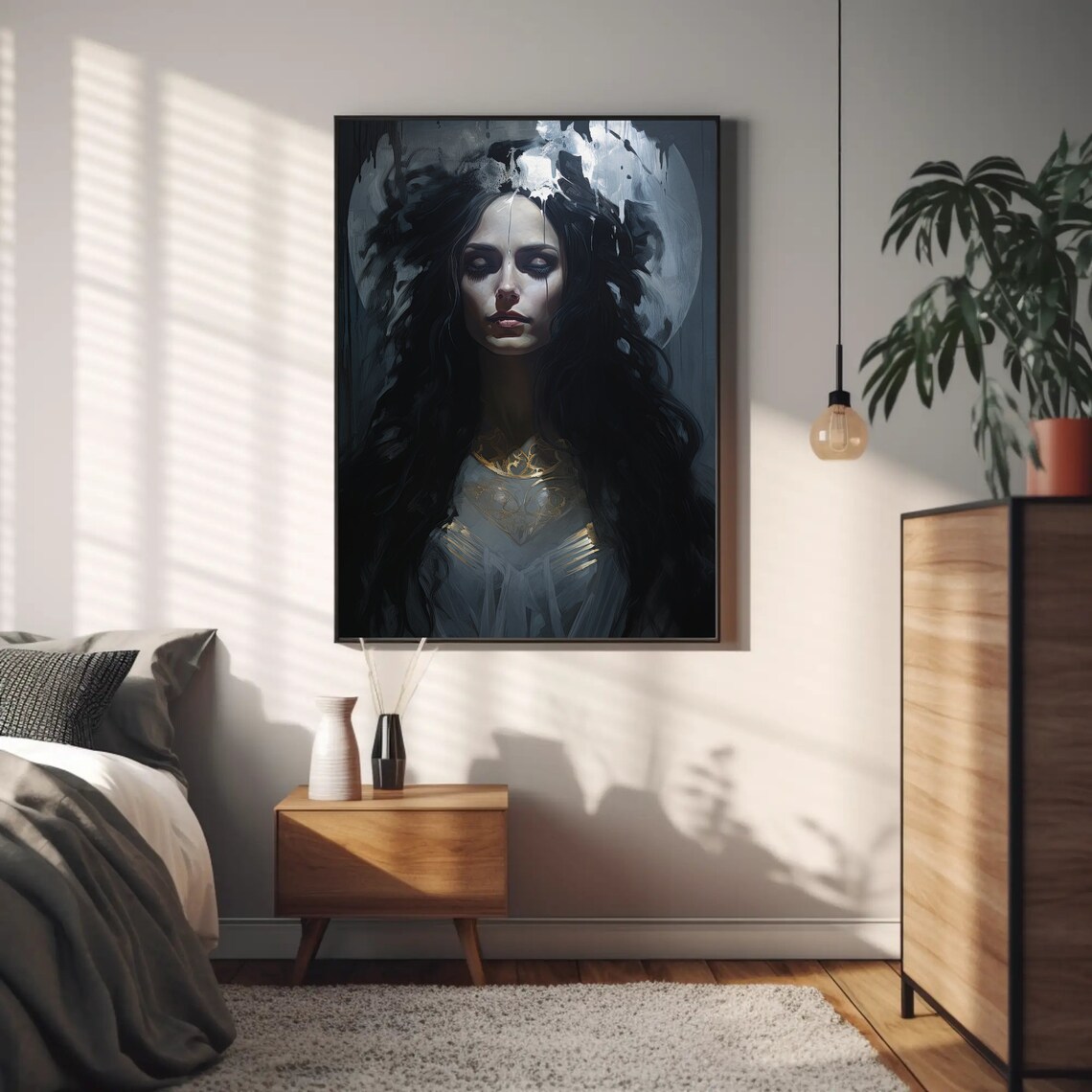 Mystical Hekate Dark Moon Goddess Gothic Oil Painting Art Poster - Image 3