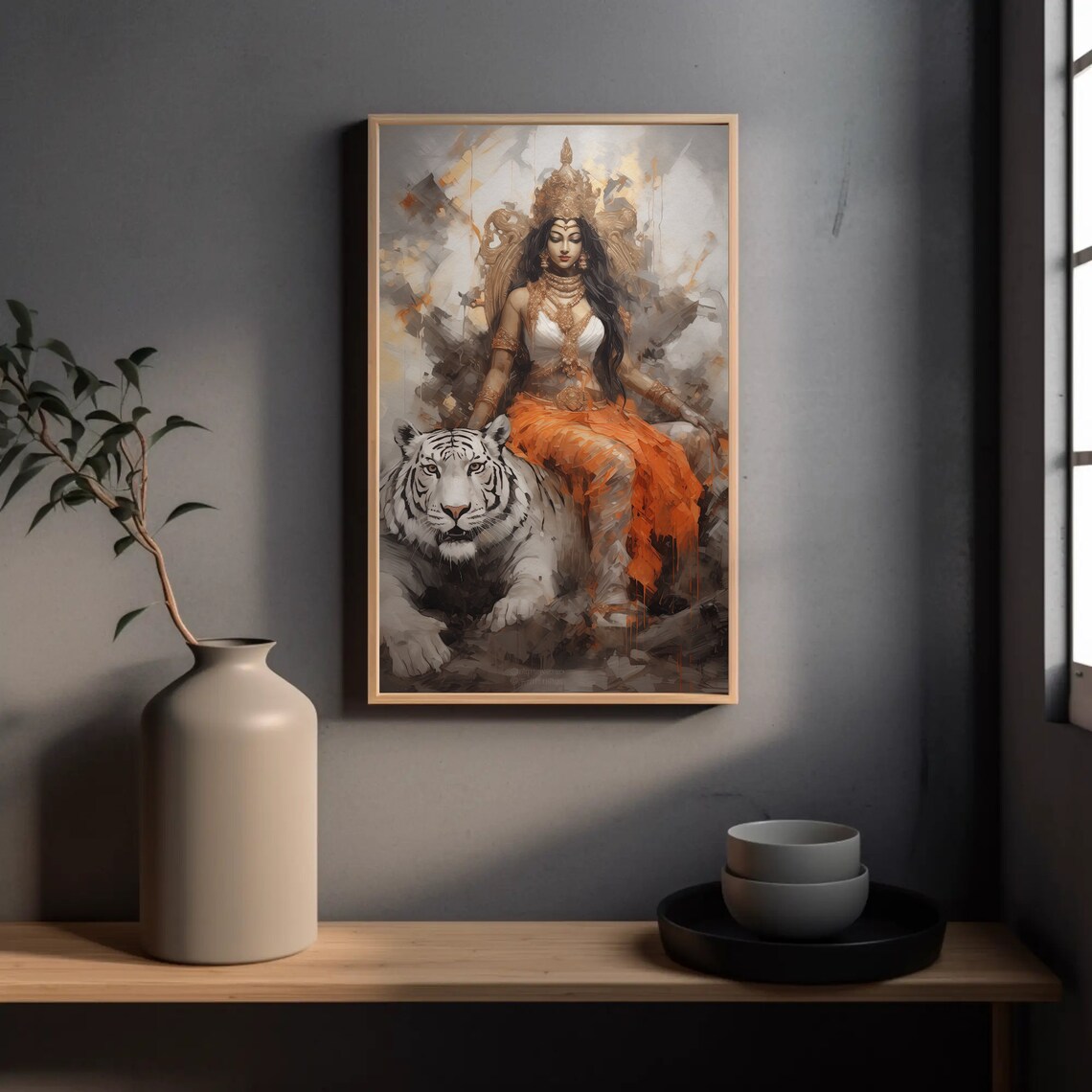 Goddess Durga Indian Religious Art Print - Image 4