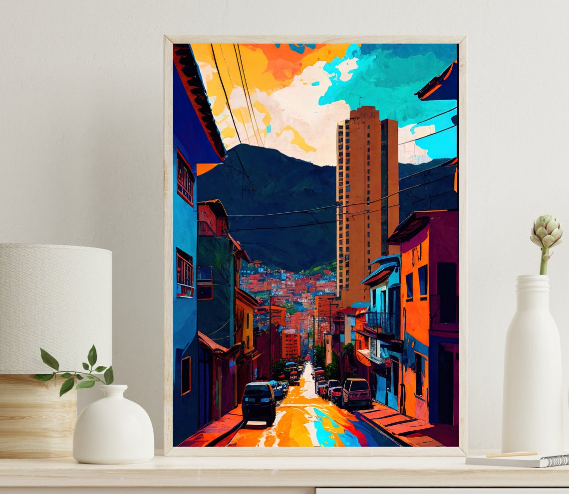 Bogota Travel Print Large Colombia Wall Art Colombia Travel Poster Bogota Colombia Vibrant Wall Art Colombian Prints Colombian Gift
