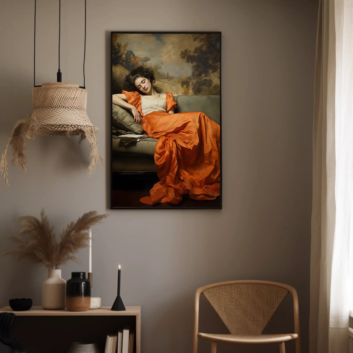 Girl Sleeping After Reading, Mid-Century Wall Art - Image 5