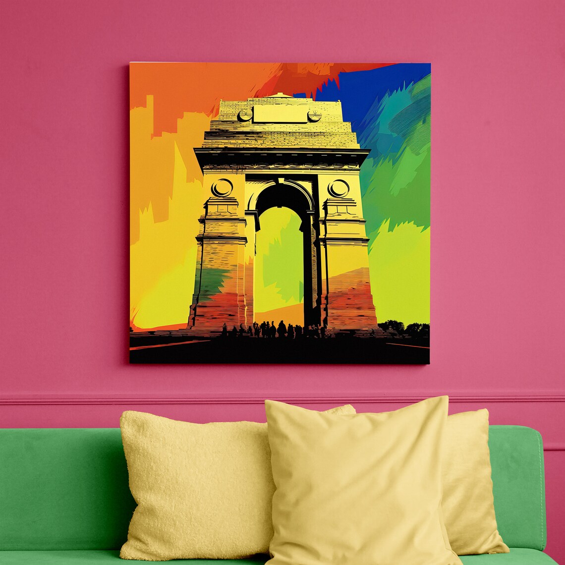 India Gate New Delhi Monument in Bold Pop Art Colors Travel Poster - Image 5