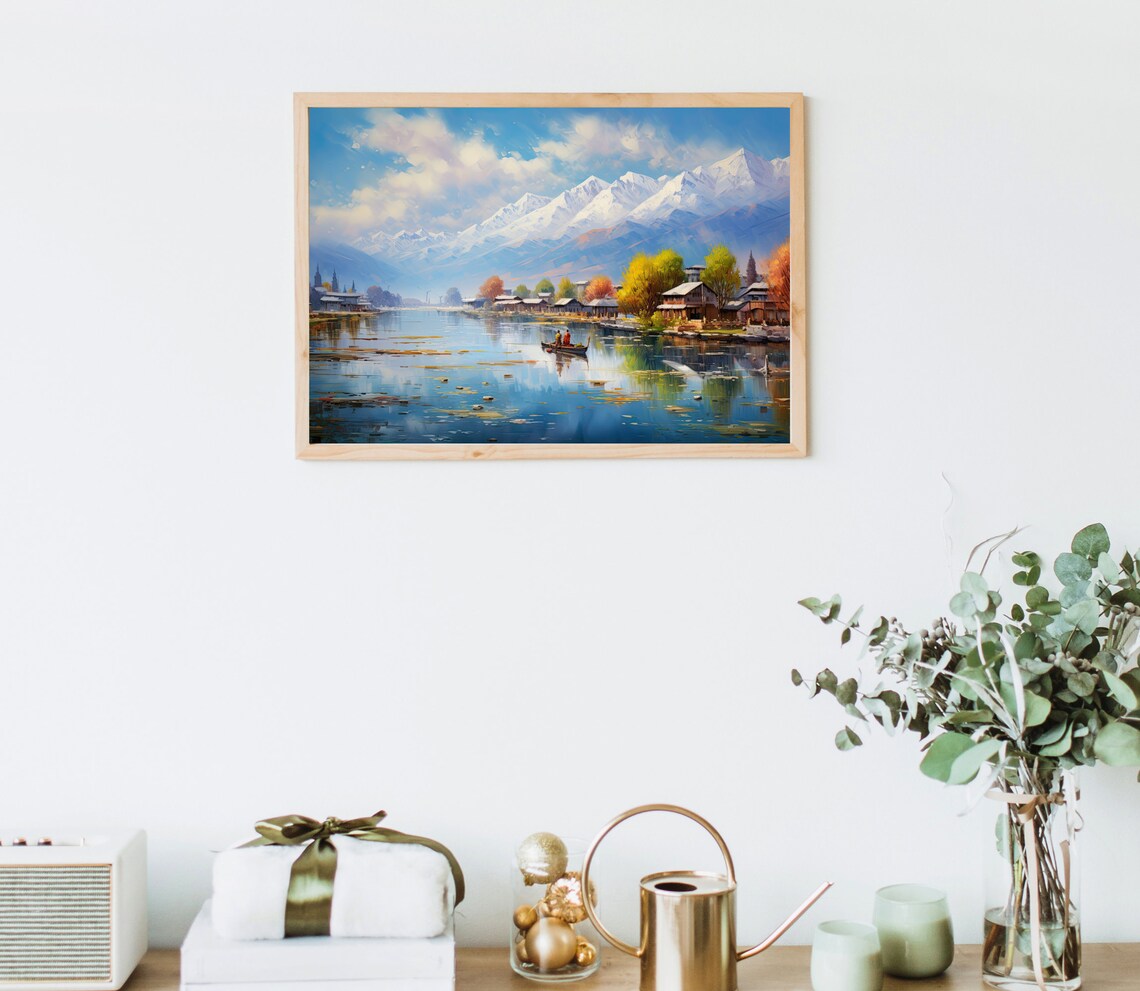 Dal Lake Watercolor Painting, Indian Travel Poster - Image 5