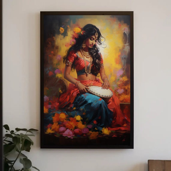 Indian Princess Painting Indian Girl Poster Print Desi Wall Decor Indian Girl Wall Art Indian Home Decor