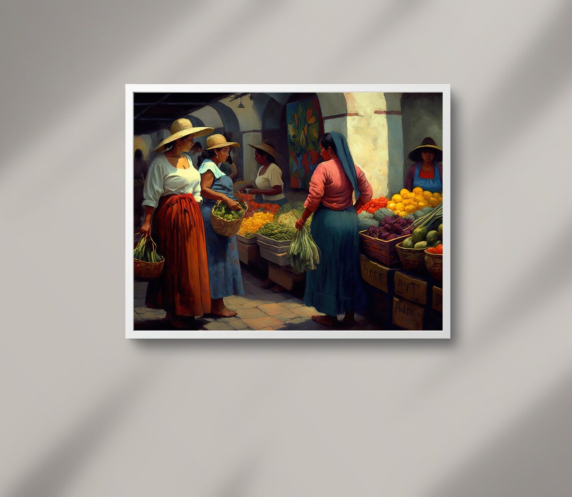 Mexican Woman in Market Art Print, Kitchen Decor - Image 3