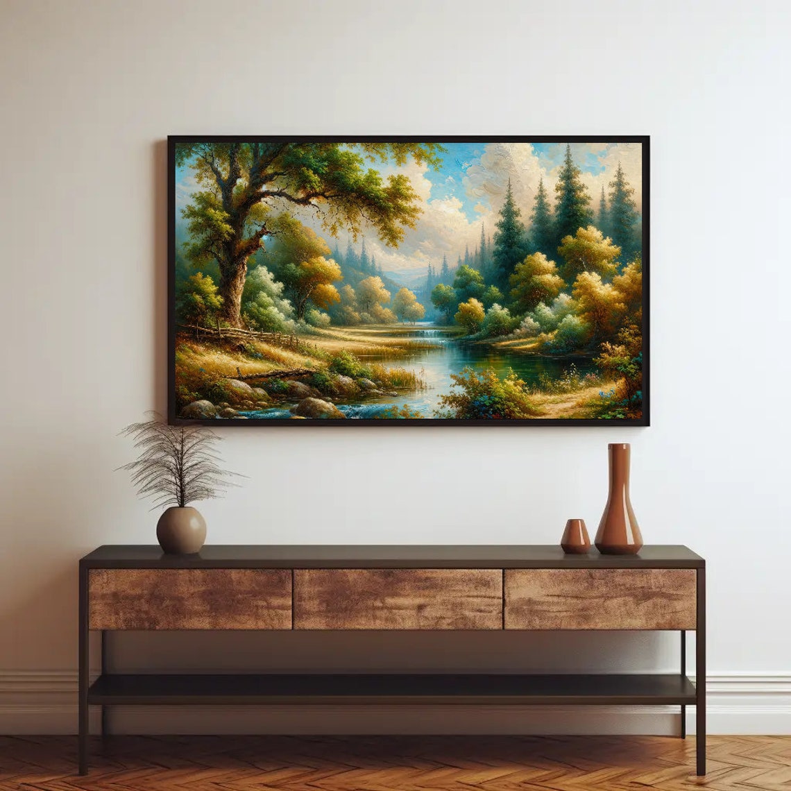 Forest River Landscape Summer Stream Lush Trees Nature Poster - Image 3