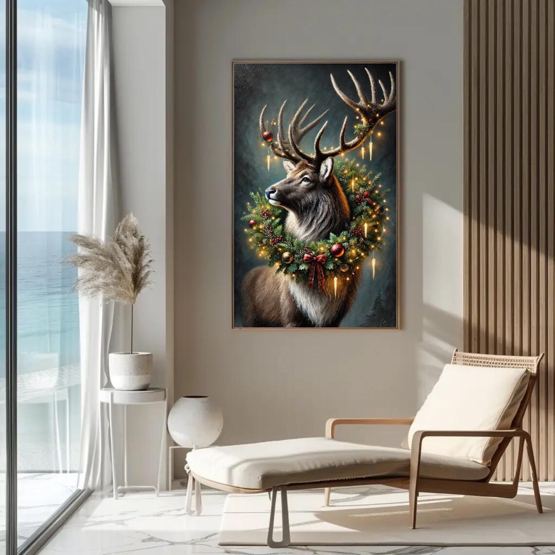 Festive Reindeer Holiday Wall Art Print, Christmas - Image 4