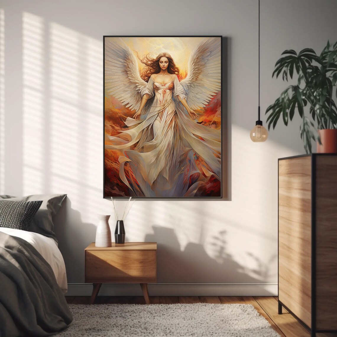 Guardian Angel White Wings Heavenly Christian Faith Art Poster - Image 2