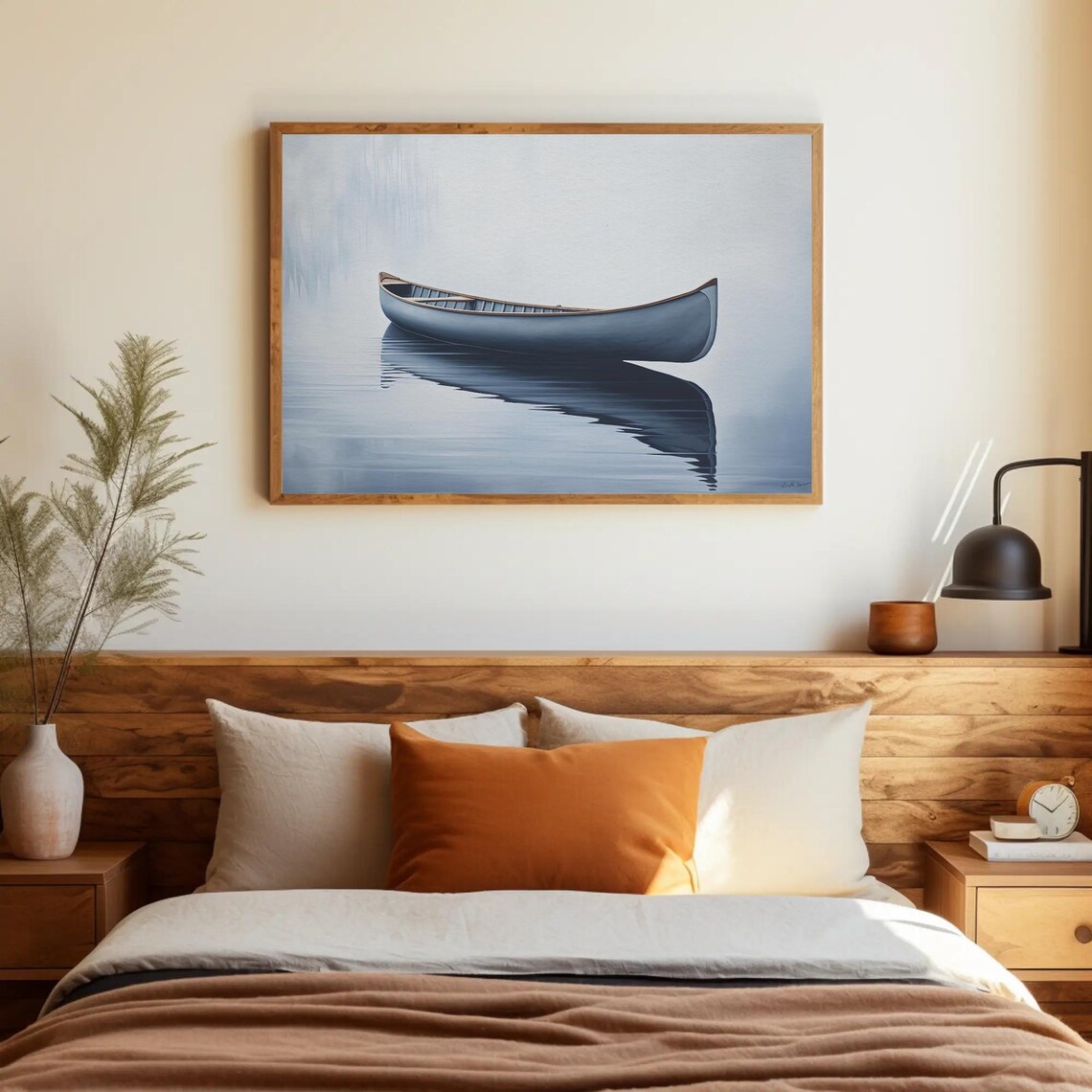 Canoe In Still Water, Lake House Nautical Art Print - Image 5