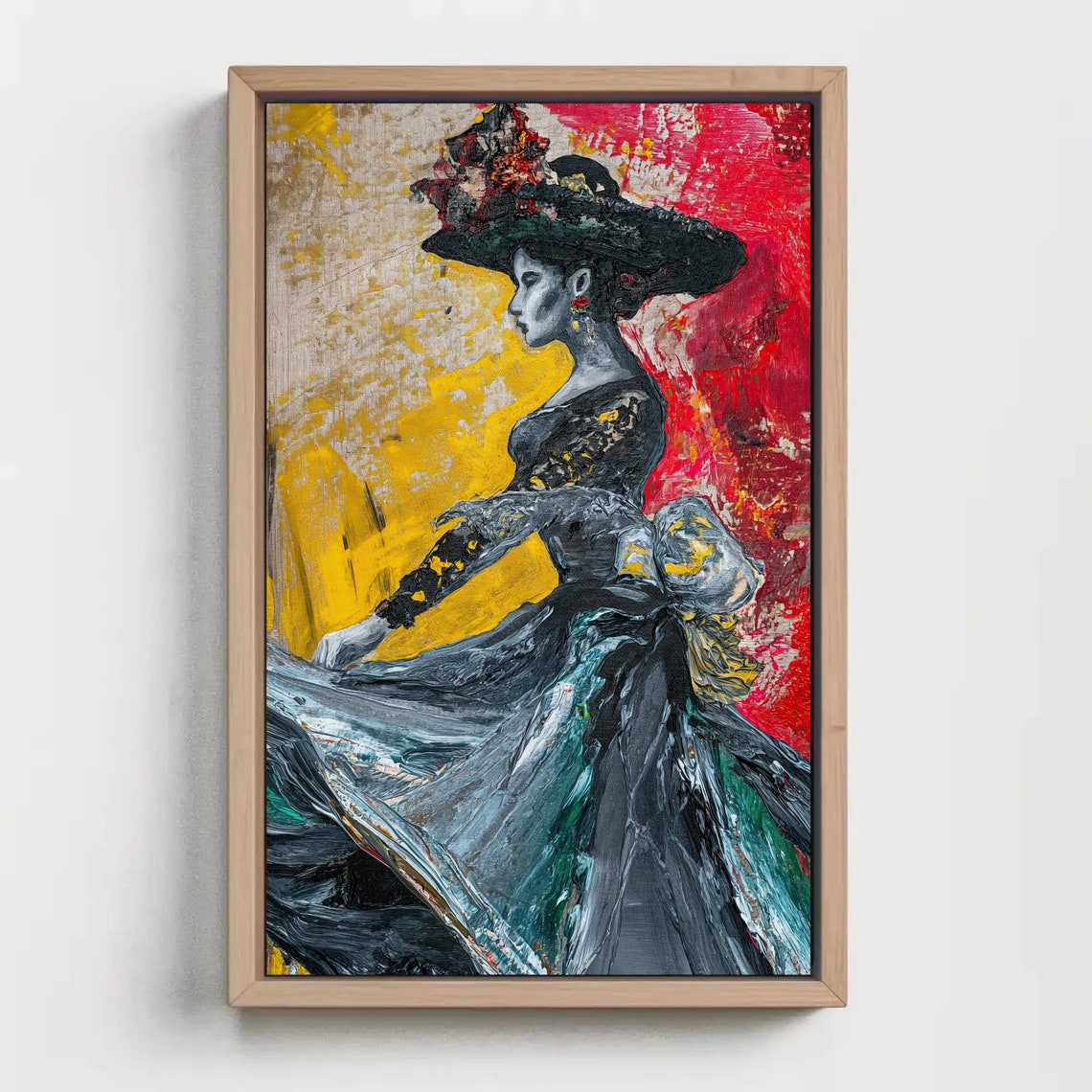 Mexican Folk Dancer in Flowing Dress Impasto Oil Wall Poster - Image 4