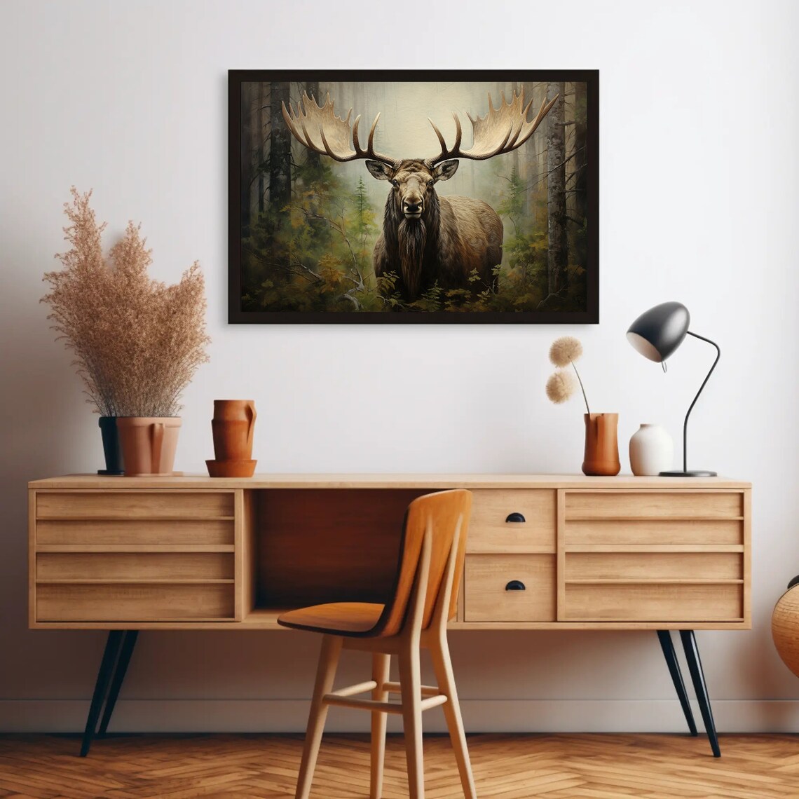 Moose in the Forest, Woodland Wildlife Art Print - Image 2