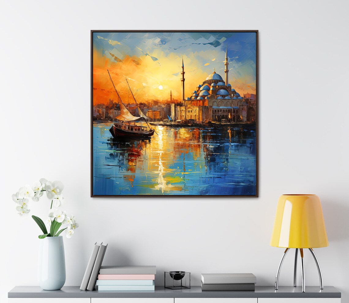 Istanbul Grand Mosque at Sunset With a Sailboat on the Water Poster - Image 5
