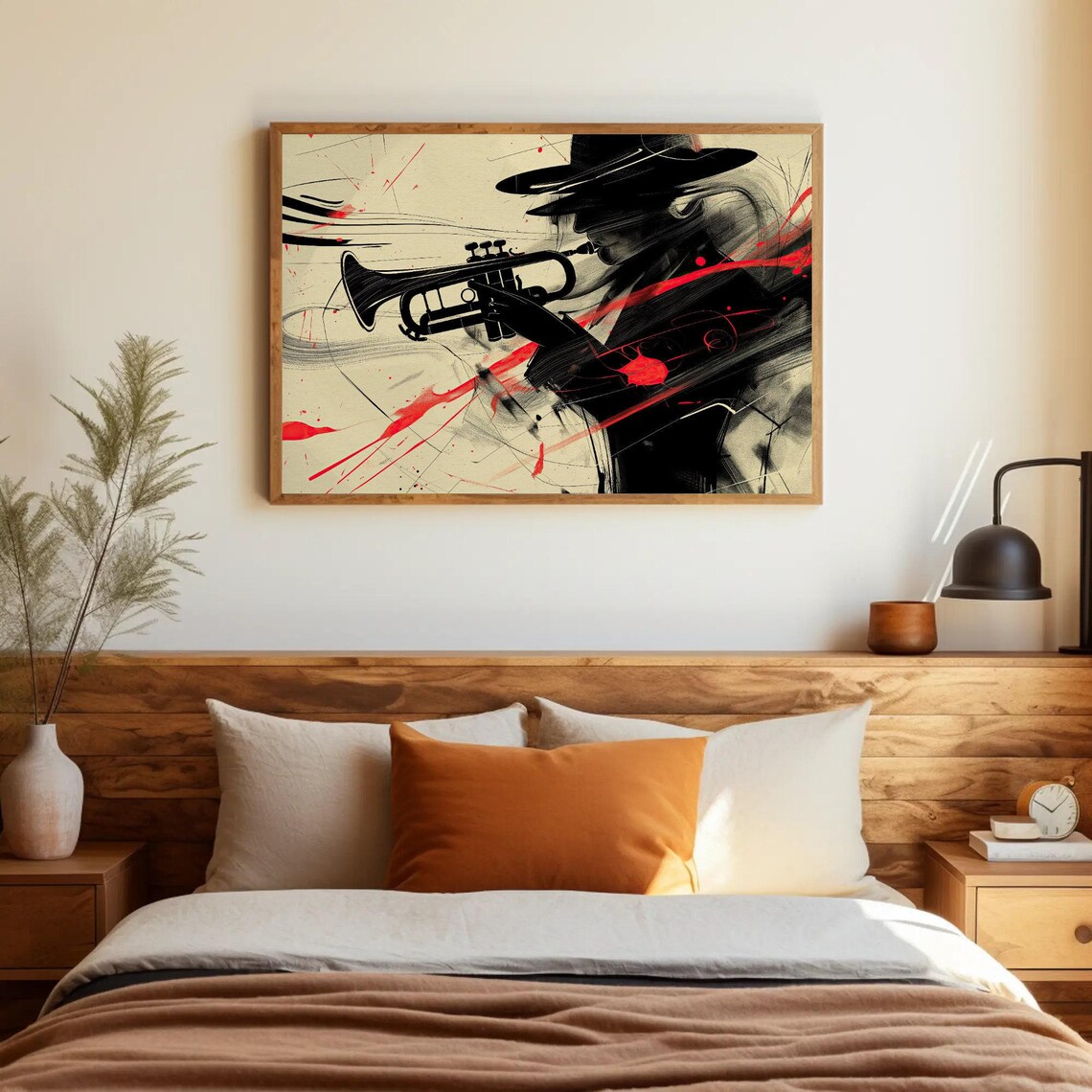 Abstract Jazz Trumpet Musician Ink Sketch Modern Music Poster - Image 5