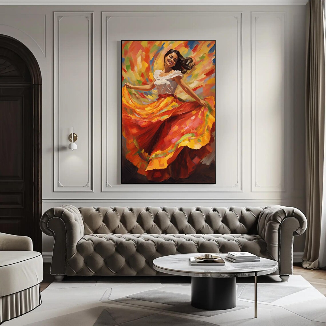 Salvadoran Woman Dancing, Oil-Painting Style Art Print - Image 2