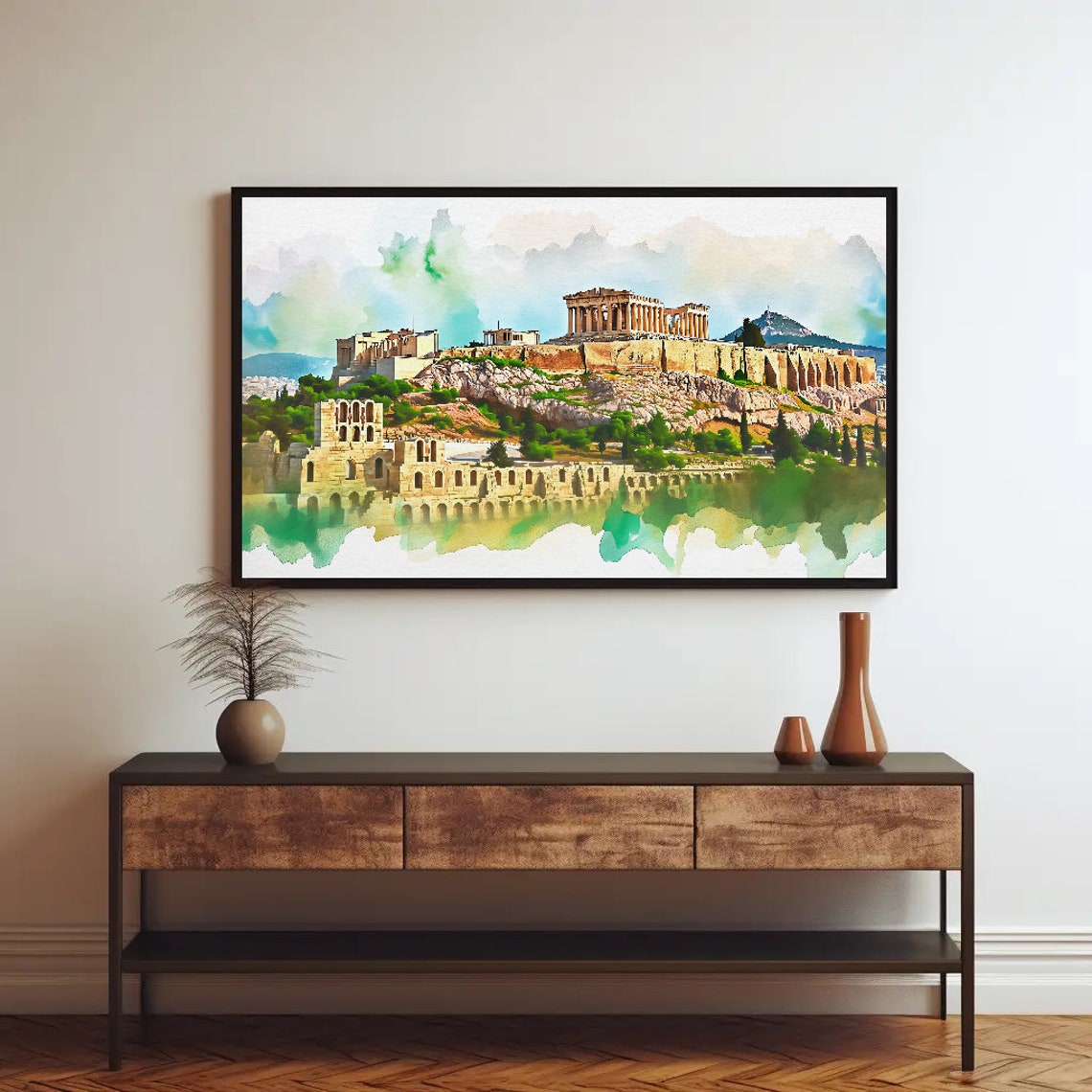 Athens Acropolis Parthenon Watercolor Ancient Landmark Poster - Image 4