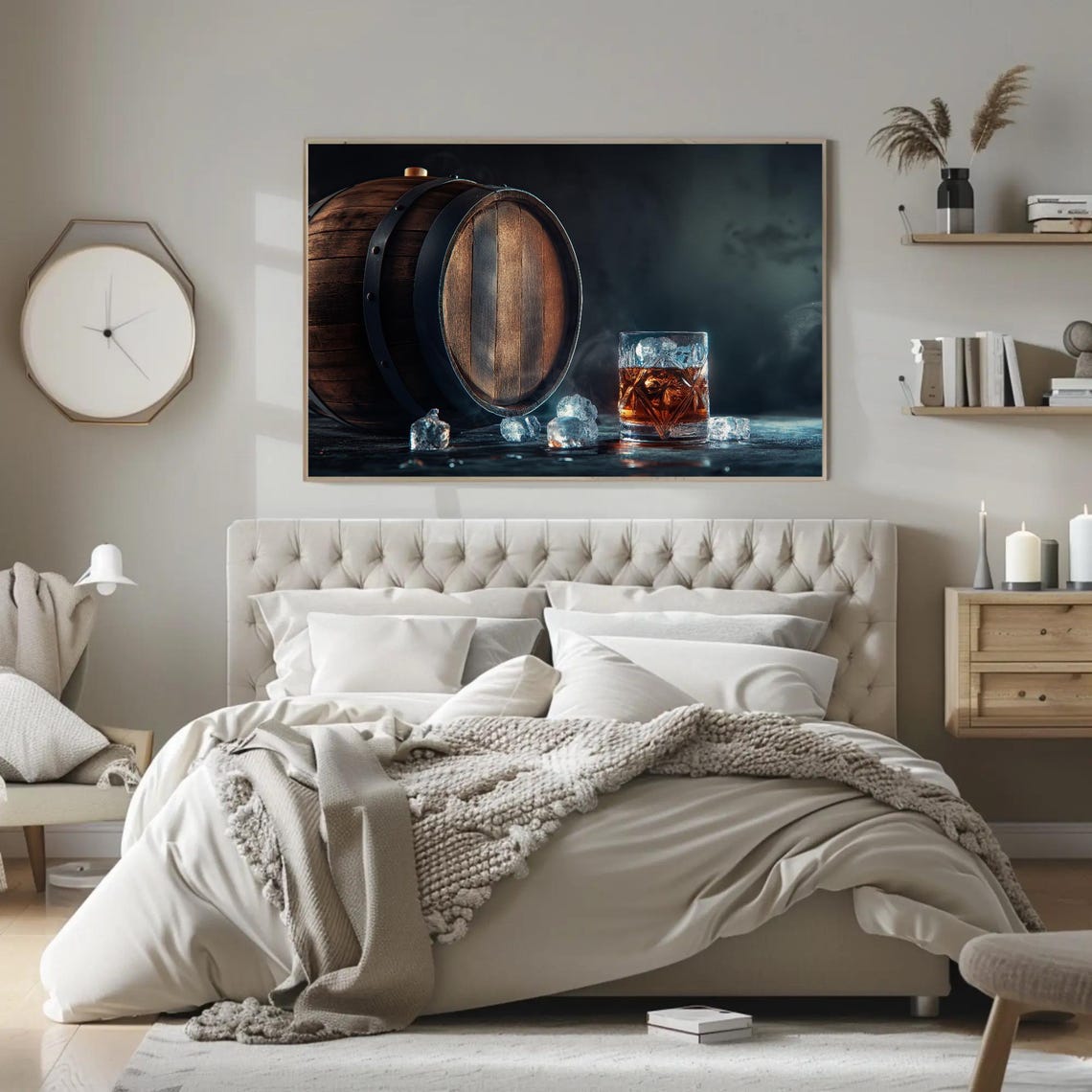 Whiskey Barrel with Crystal Glass Ice Dark Moody Bar Drink Poster - Image 2