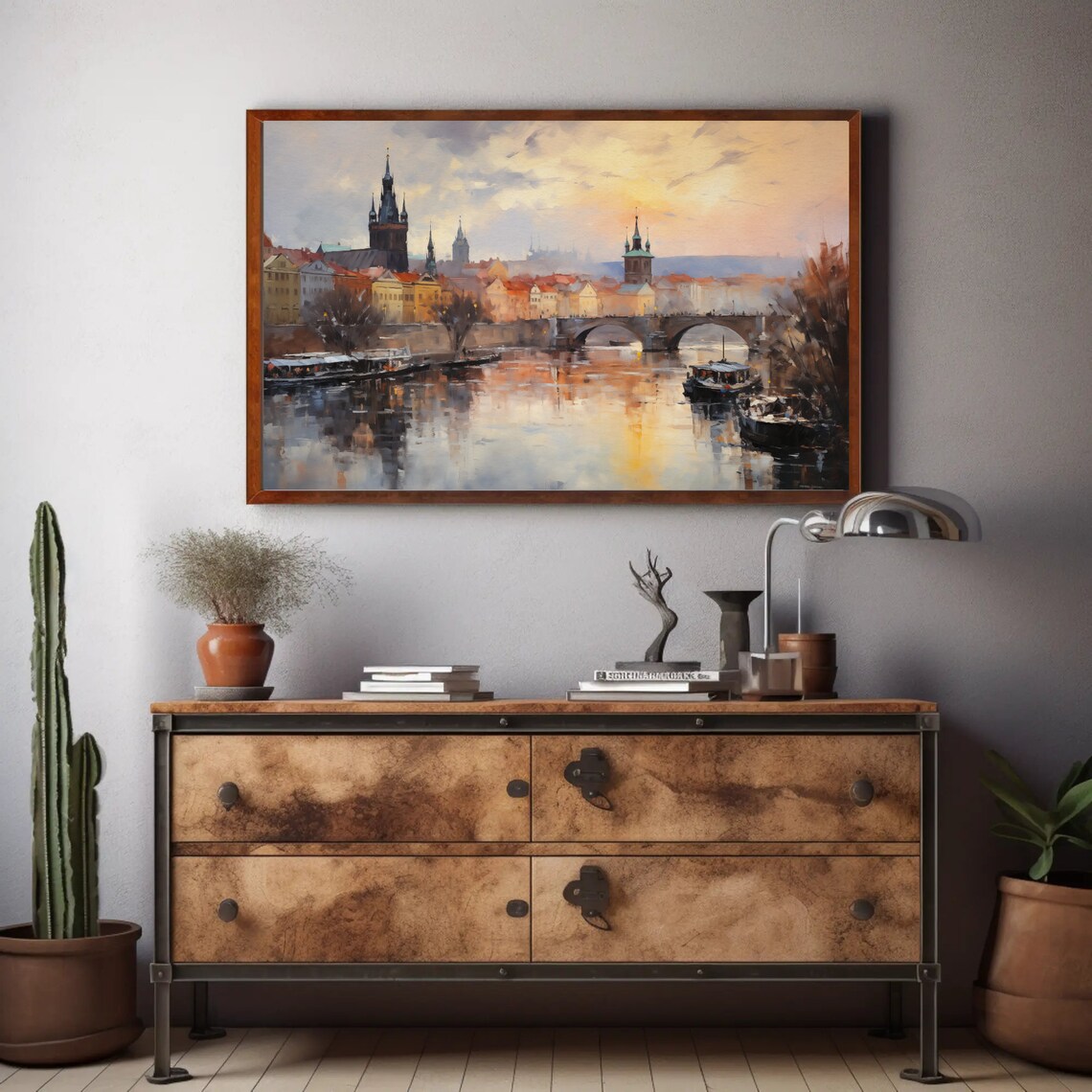 Prague Cityscape Painting, Historic Capital Travel Poster - Image 4