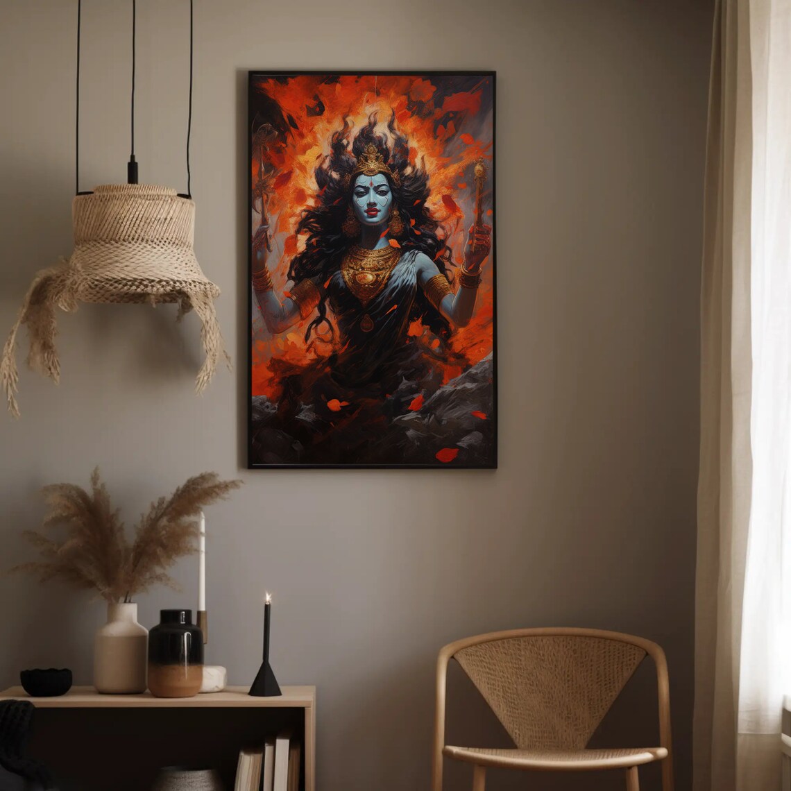 Goddess Kali Blue Skin Fiery Storm Divine Feminine Art Poster - Image 2