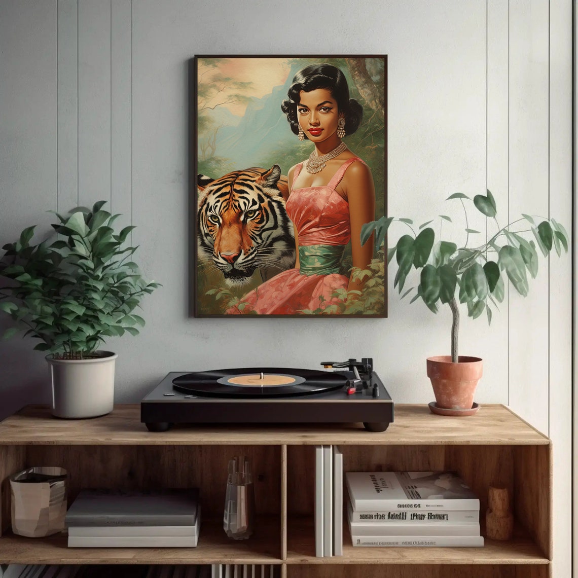 Indian Woman With Tiger Vintage Style Art Indian Baddie Art Brown Girl Art Desi Art South Asian Art I Indian Art Antarmada Art - Image 2
