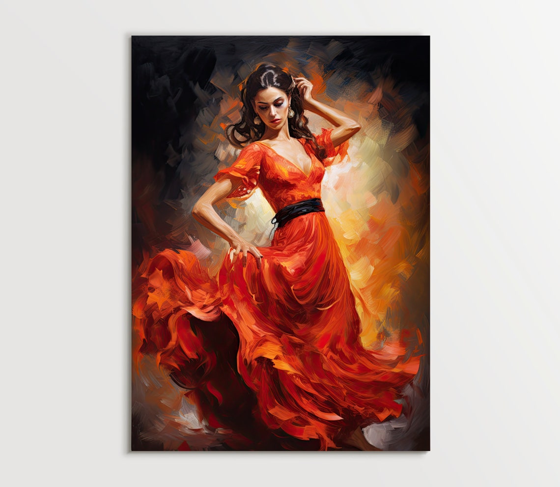 Flamenco Woman Dancing At Festival Flamenco Dance Painting Flamenco Art Spanish Home Decor Spanish Wall Art Mexican Gift - Image 5