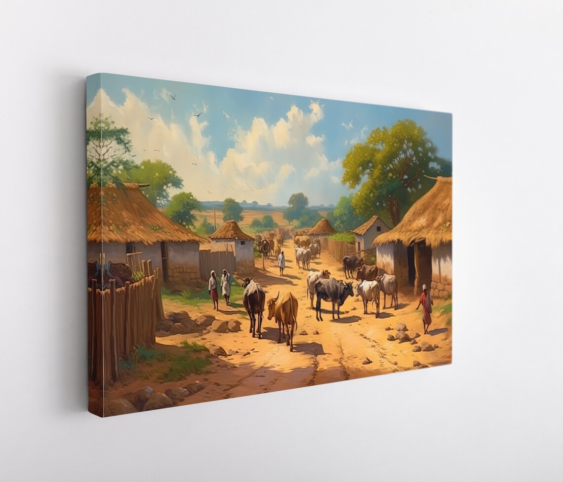 Indian Rural Scene Art Print, Village Scene - Image 5