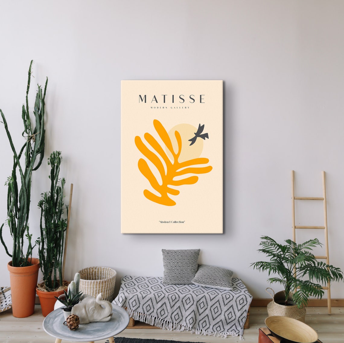 Matisse Modern Gallery Yellow Leaf Bird and Sun Abstract Poster - Image 2