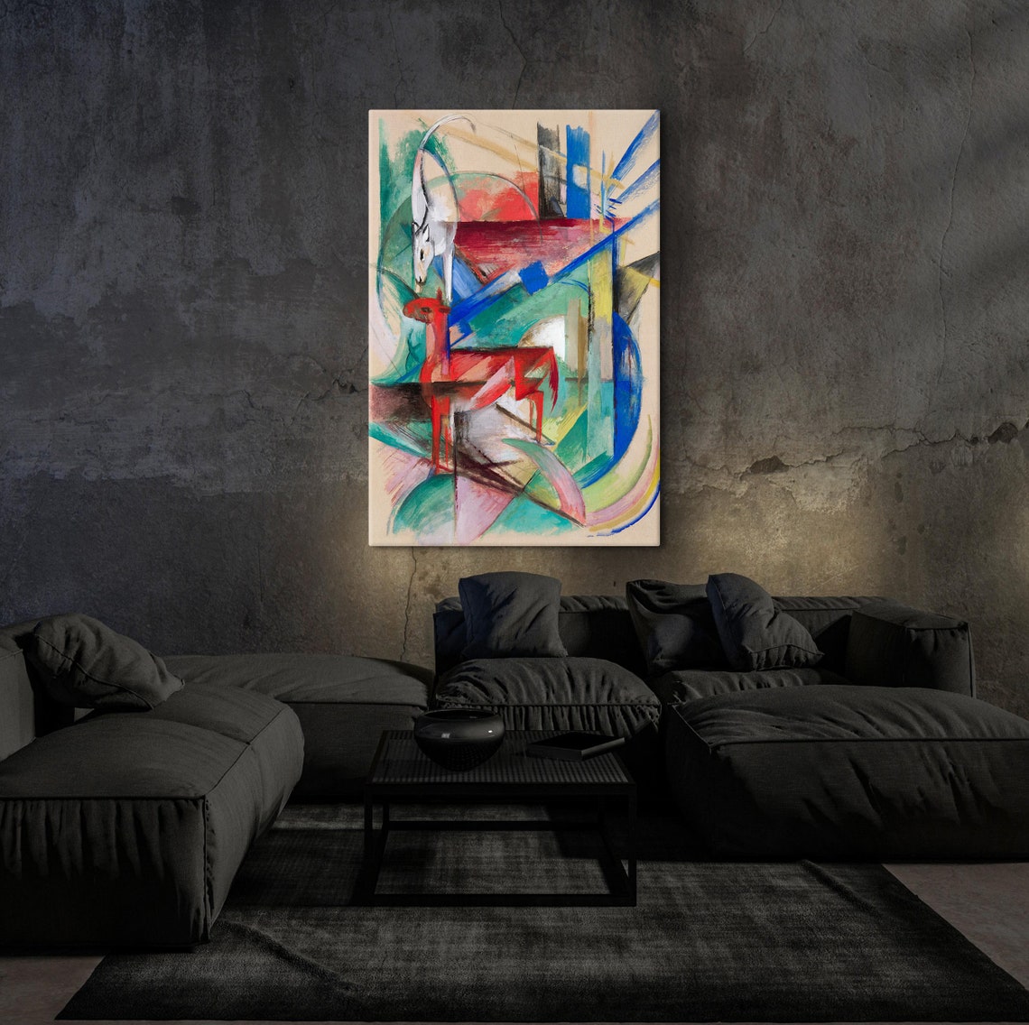 Franz Marc Colorful Abstract Animals Red Horse Cubist Style Poster - Image 3