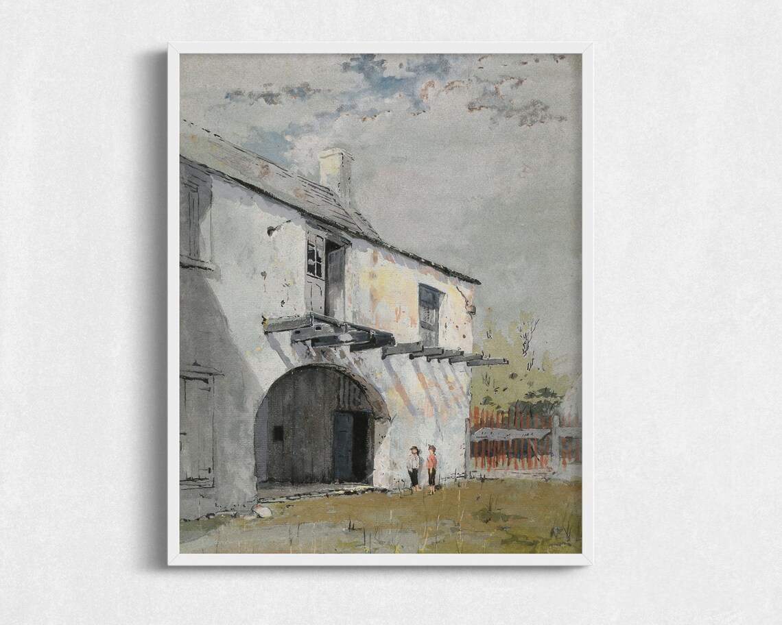 Vintage Landscape Sketch, Antique Drawing