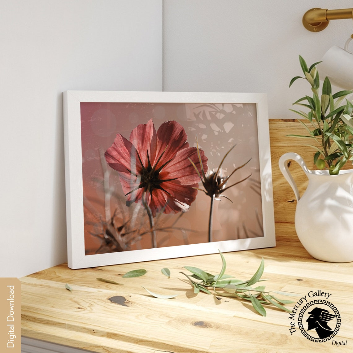 Pink Cosmos Wildflower Macro Photography Romantic Floral Poster