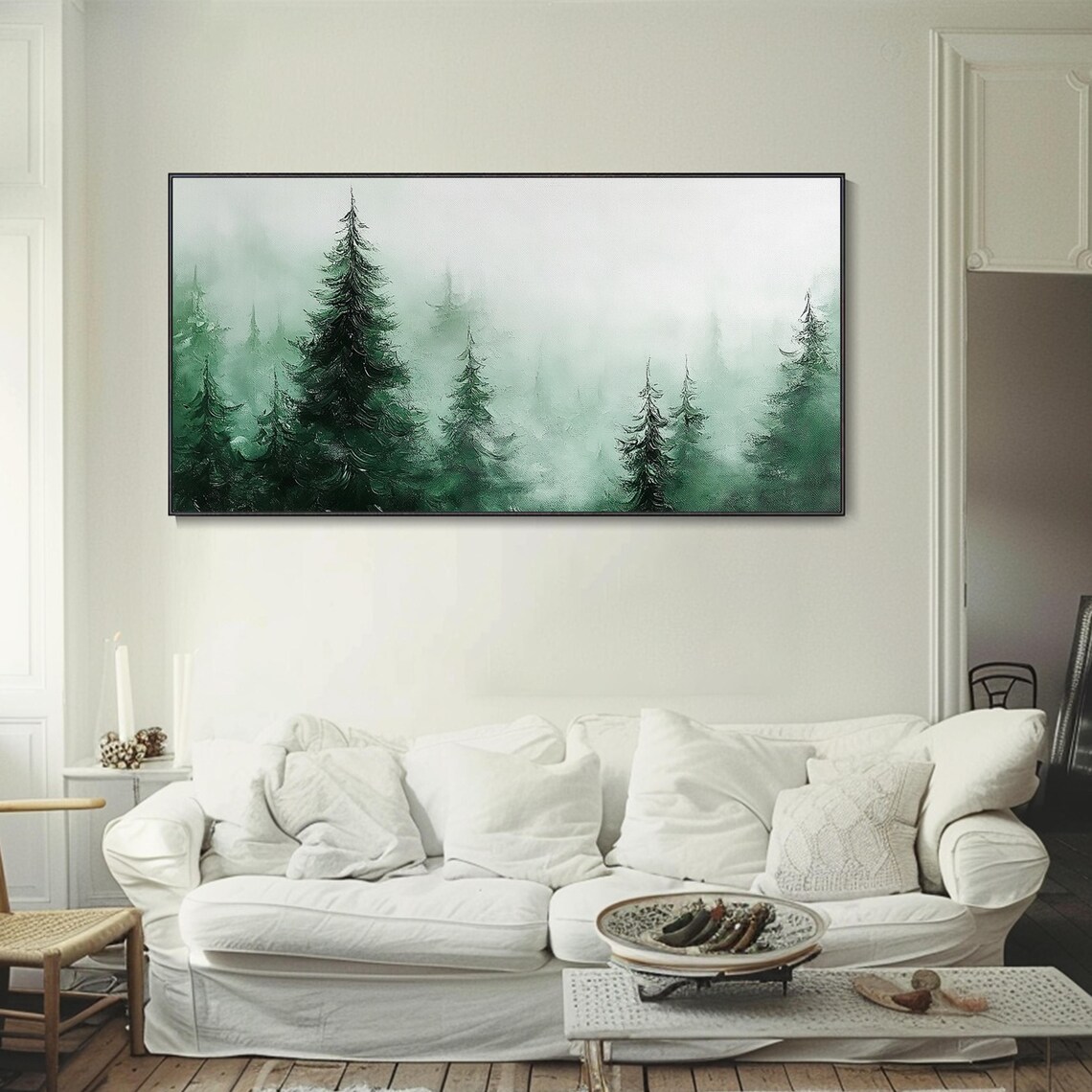 Modern Abstract Landscape Original Knife Painting Oil Pine Forest Visual Art Home Decor Thick Texture 3d Quality Natural Ambiance Soft Deep - Image 4