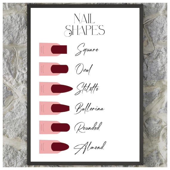 Nail Shapes Chart Square Oval Stiletto Beauty Salon Wall Art
