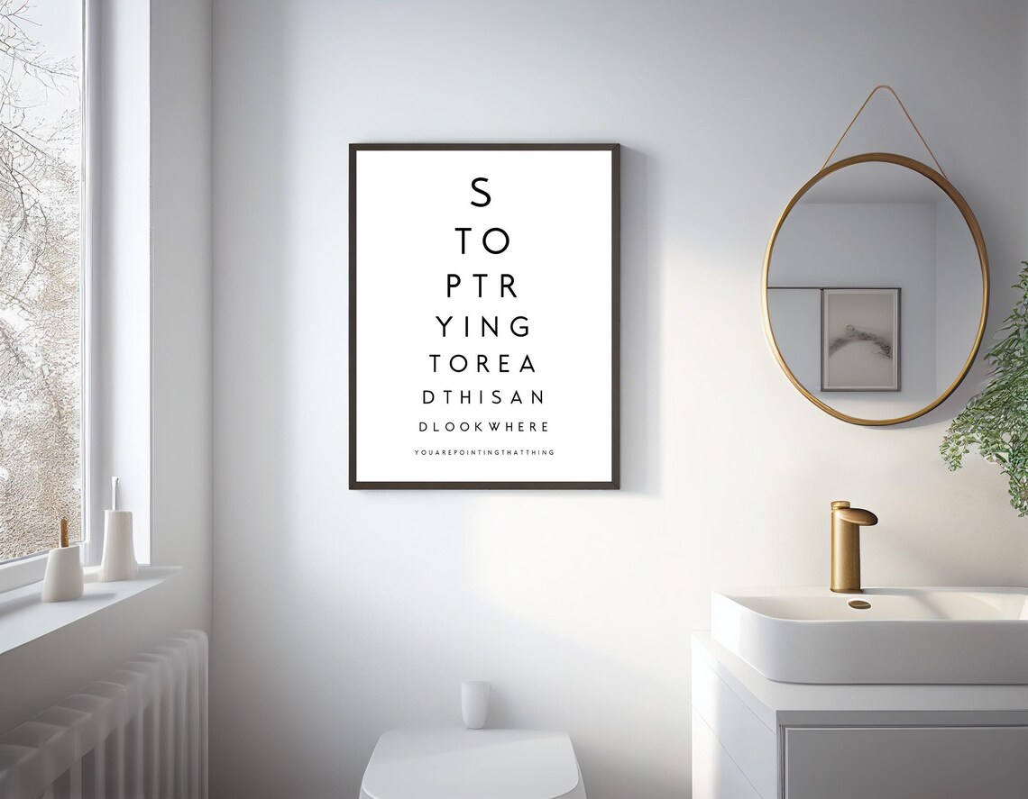 Wall Art Print Funny Eye Test Bathroom Print Bathroom Decor Amusing Poster Silly Wall Decor - Image 2