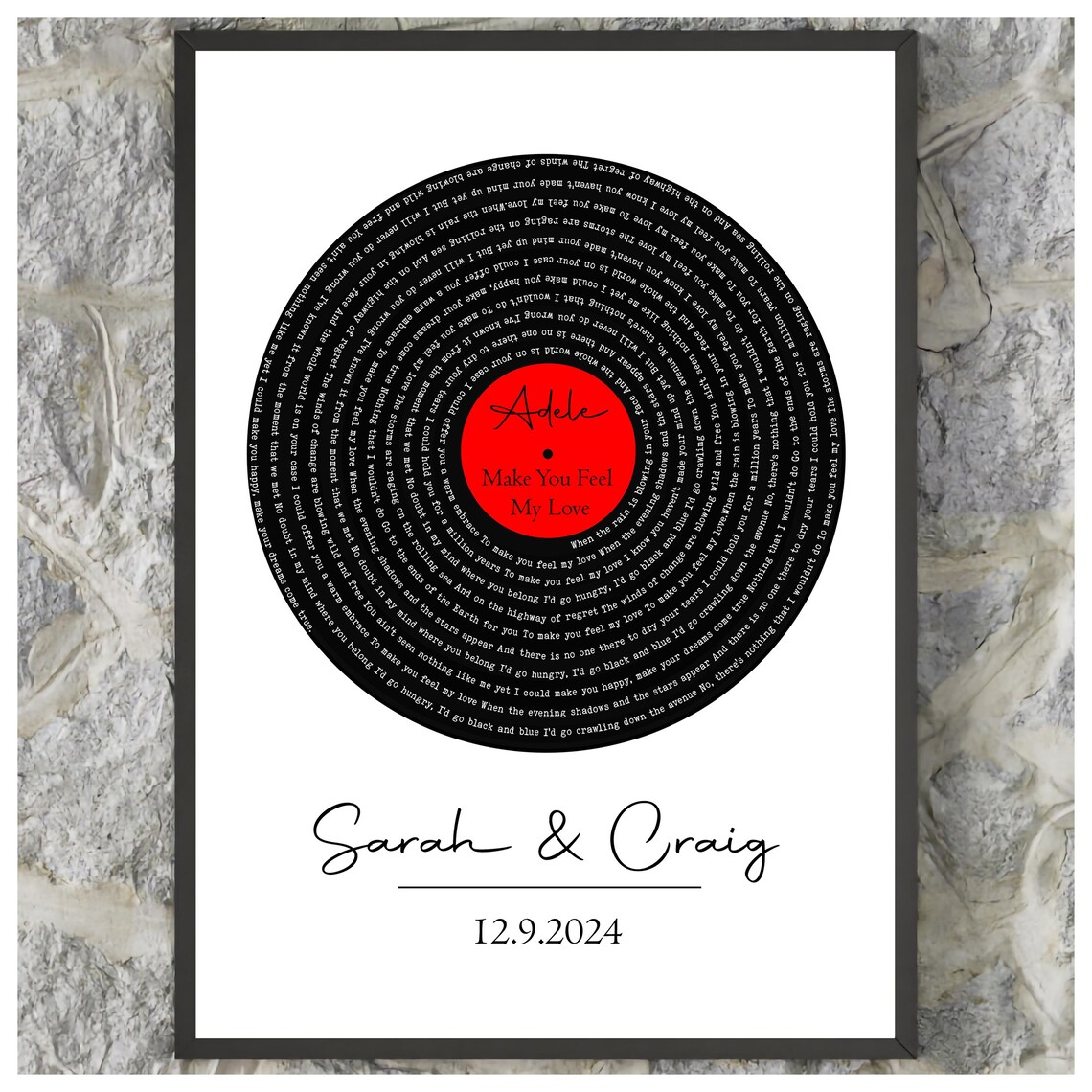 Adele Make You Feel My Love Vinyl Record Personalized Lyrics Poster - Image 2