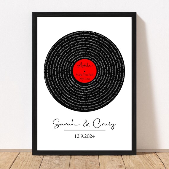 Adele Make You Feel My Love Vinyl Record Personalized Lyrics Poster