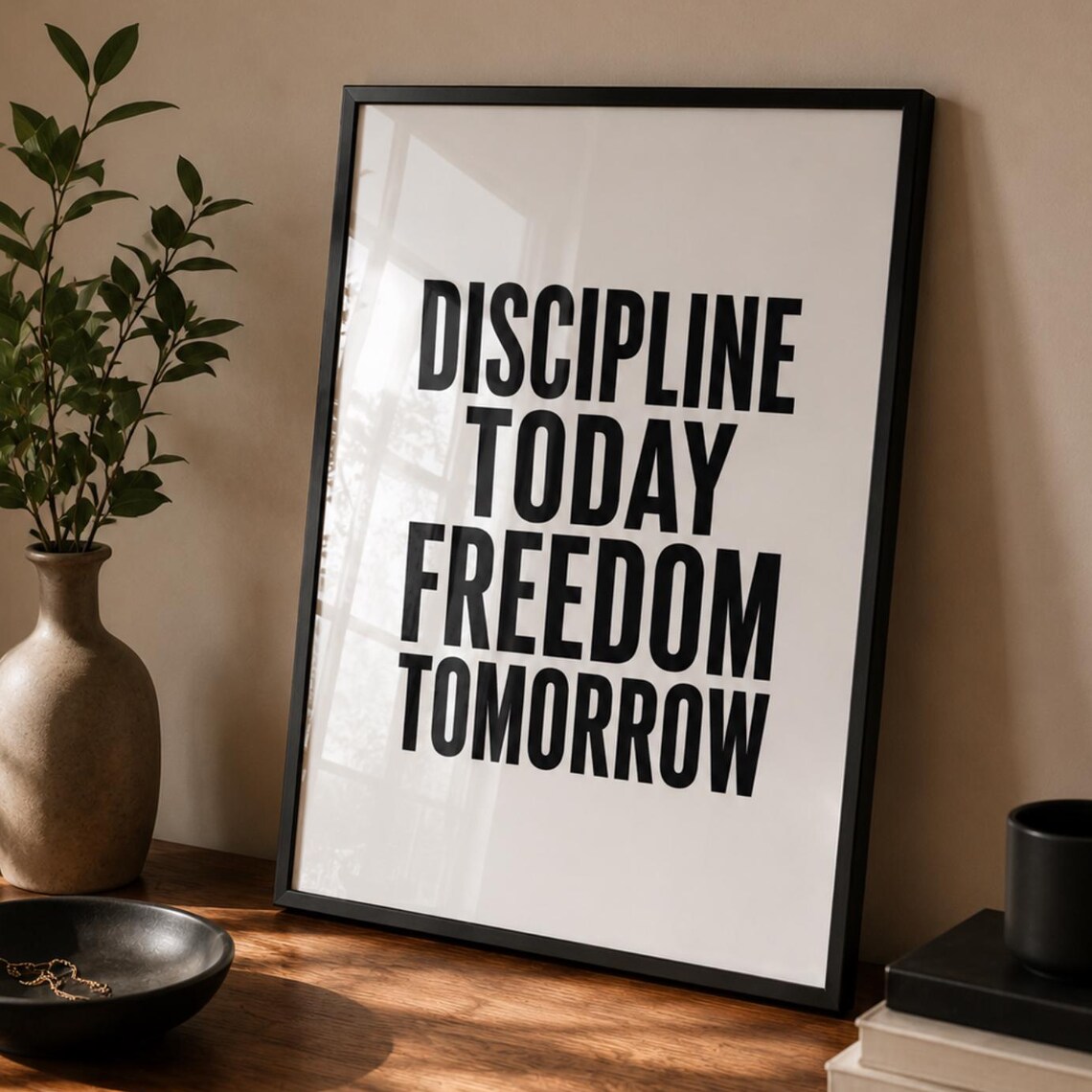 Discipline Today Freedom Tomorrow Bold Quote Motivational Poster