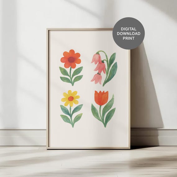 Wall Art Beautiful Watercolor Flowers Colorful Poster For Apartment Decor Dorm Room Prints Trending Home