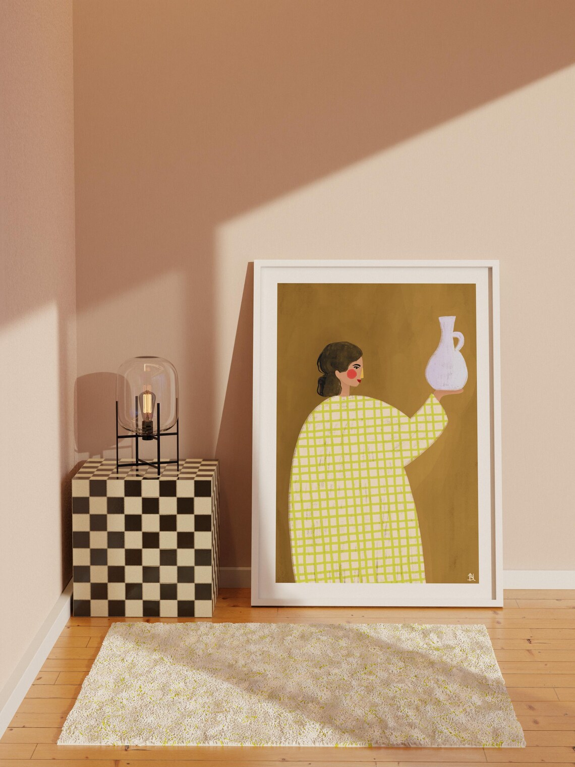 Woman With A Vase, Minimal Portrait Art Print - Image 2