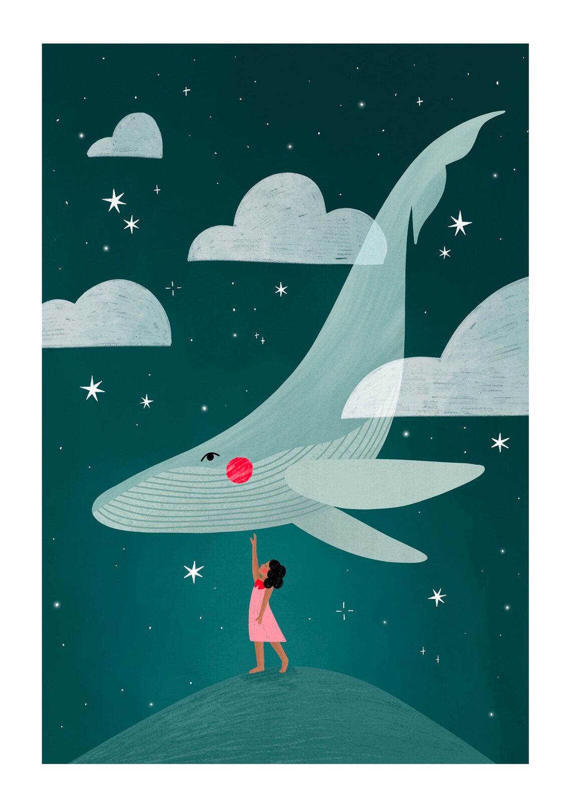 Flying Whale Art Print, Nursery Room Decor - Image 3