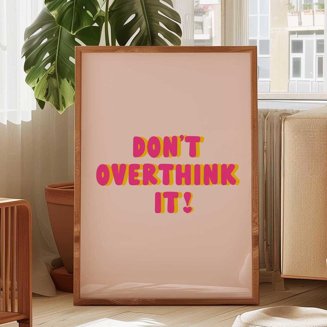 Do Not Overthink It Pink Bubble Letters Inspirational Poster - Image 4