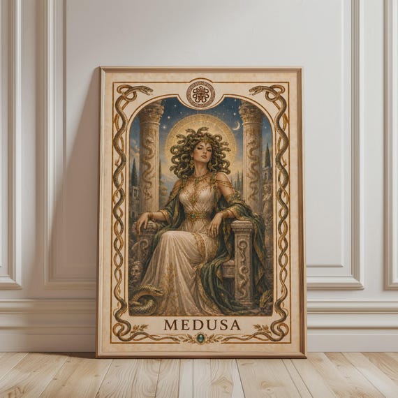 Medusa Wall Art Mythical Creature Boho Gorgon Snake Greek Mythology Vintage Mystic Godness Poster For Fantasy Home Decor