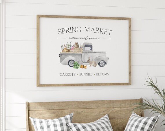 Spring Market Cottontail Farms Vintage Truck Easter Bunny Art Print