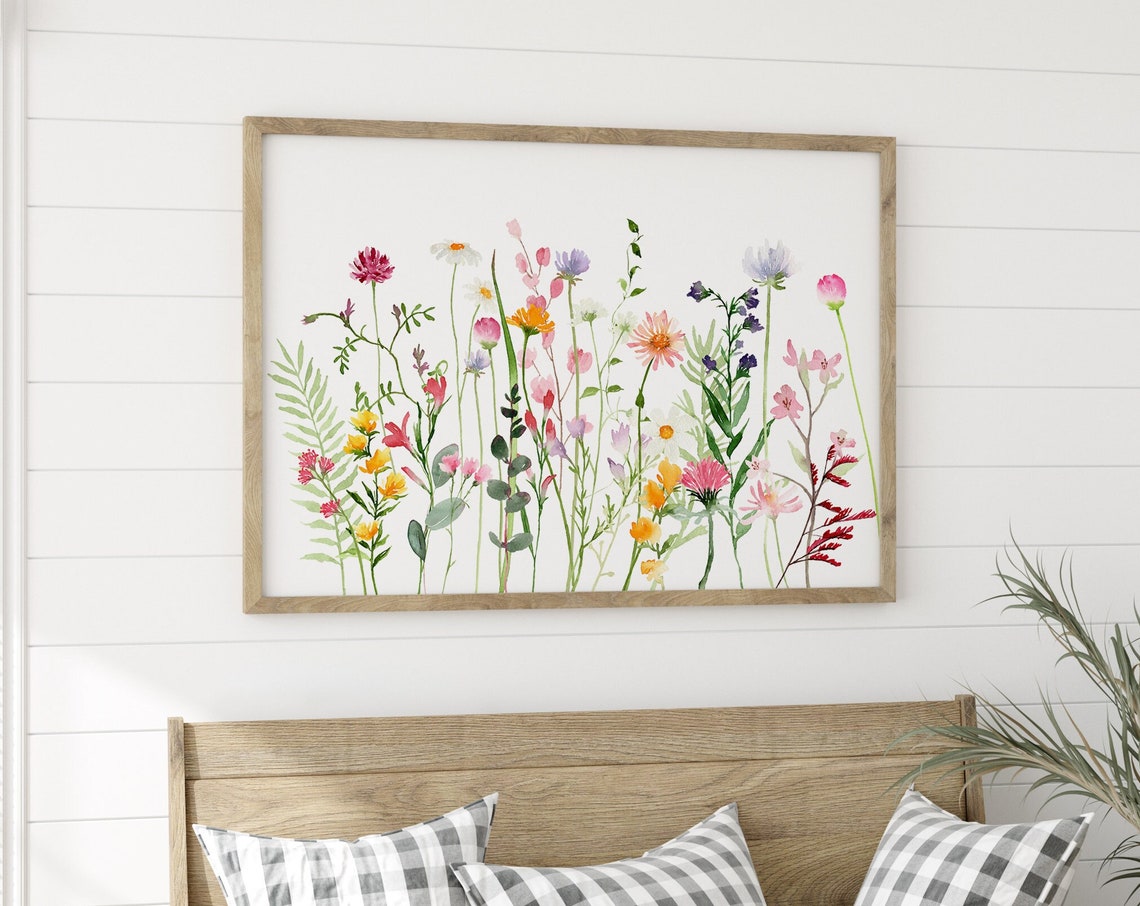 Wildflower Meadow Watercolor Floral Row Spring Botanical Decor Poster - Image 4