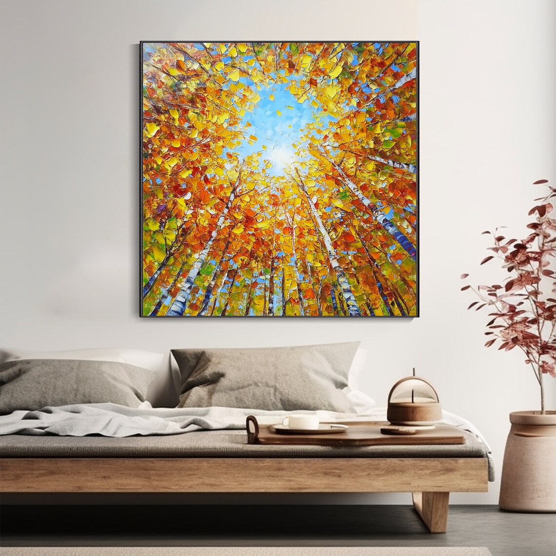 Boho Autumn Birch Forest Landscape Art Print, Modern - Image 2