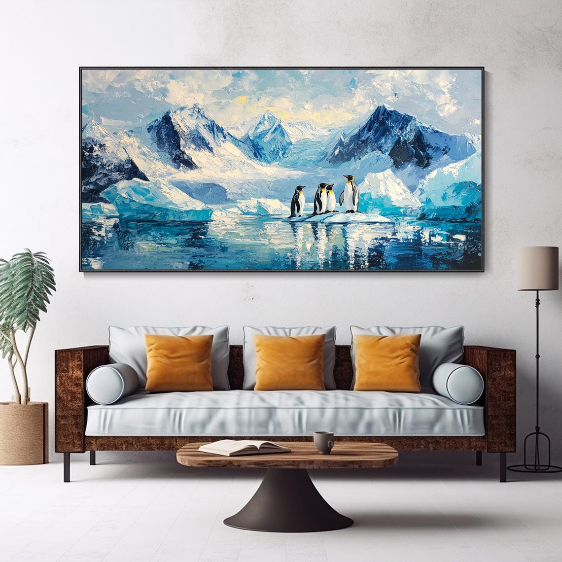 Emperor Penguins On Ice With Snowy Mountains Arctic Art Poster - Image 4