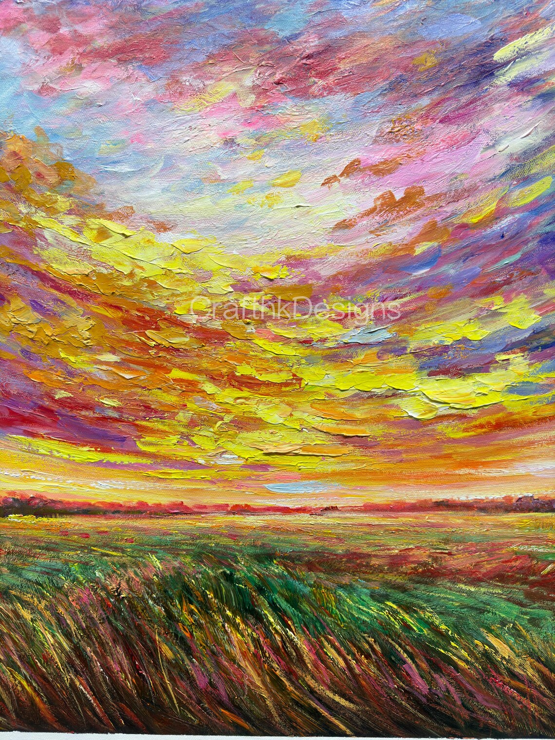 Sunset Wheat Field Landscape Wall Art Print, Rustic Sky - Image 5